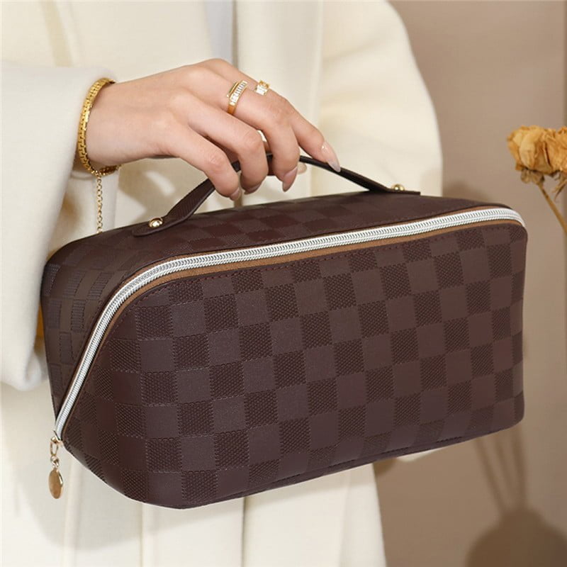 Large Pu Leather Travel Cosmetic Bag (Coffee) - China To BD Web