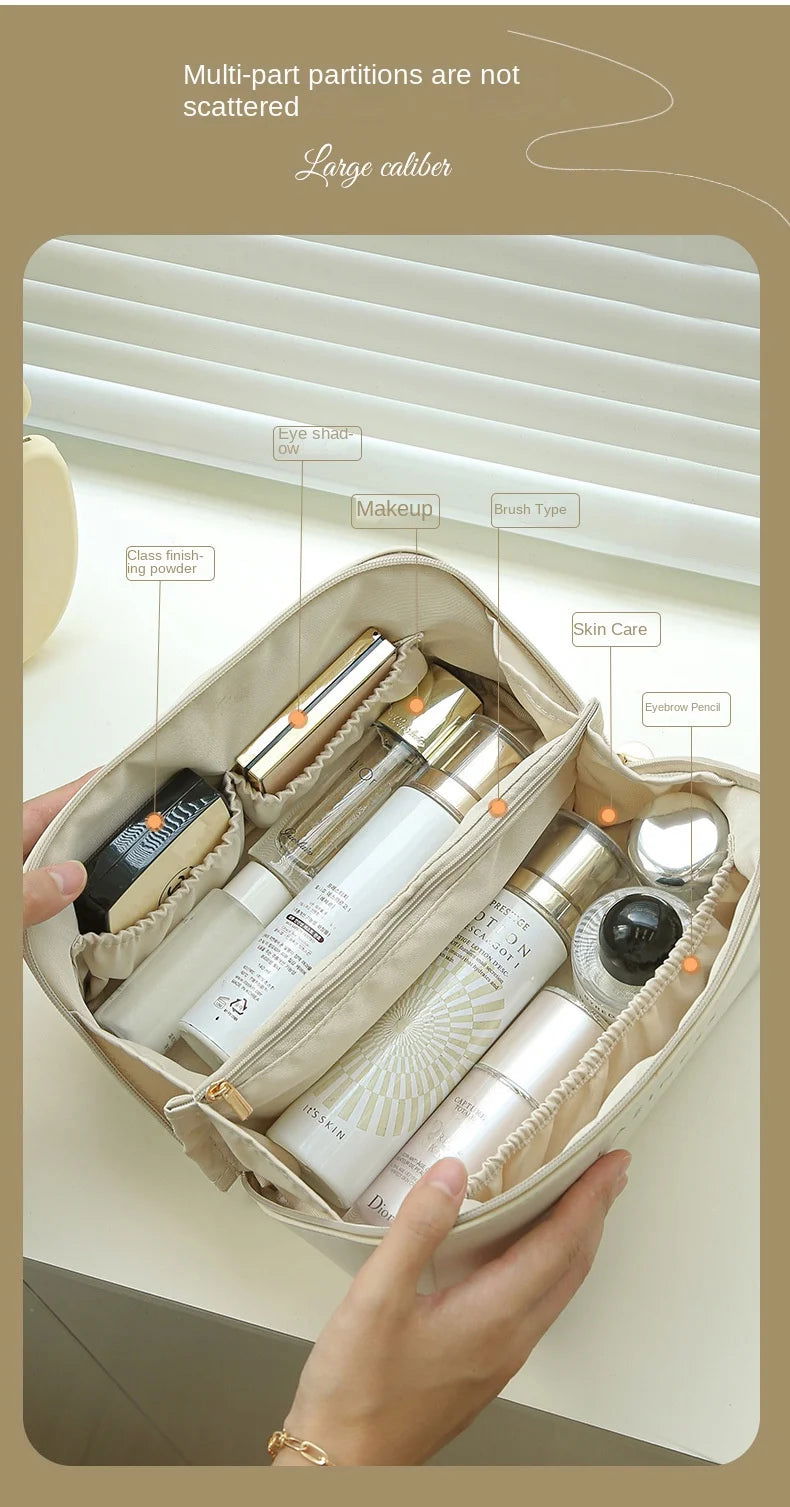Large Pu Leather Travel Cosmetic Bag (Creem) - China To BD Web