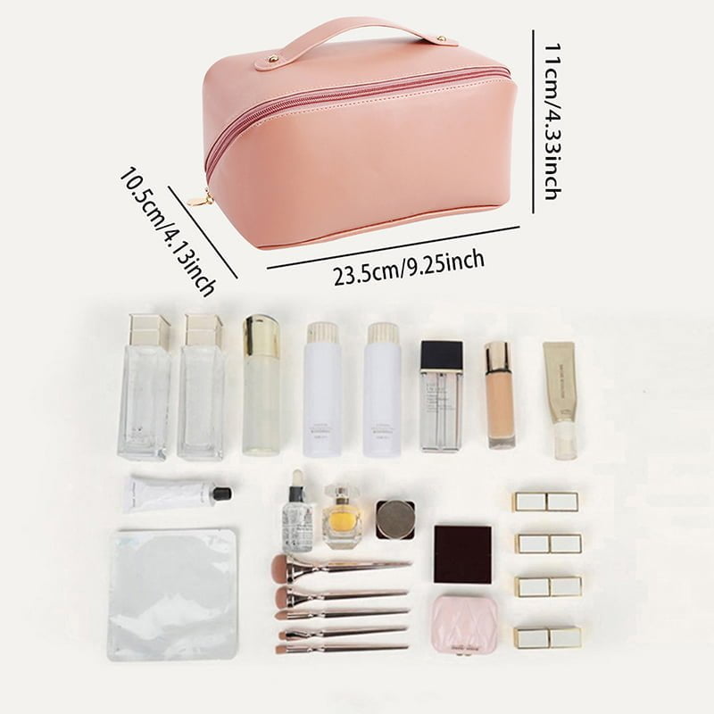 Large Pu Leather Travel Cosmetic Bag (Rose Pink) - China To BD Web