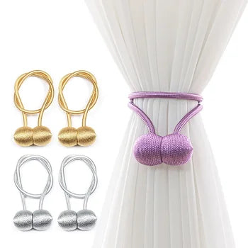 গোল্ডেন কালার-৩ জোড়া - Elegant Magnetic Curtain Buckle Golden Color-3 Pair