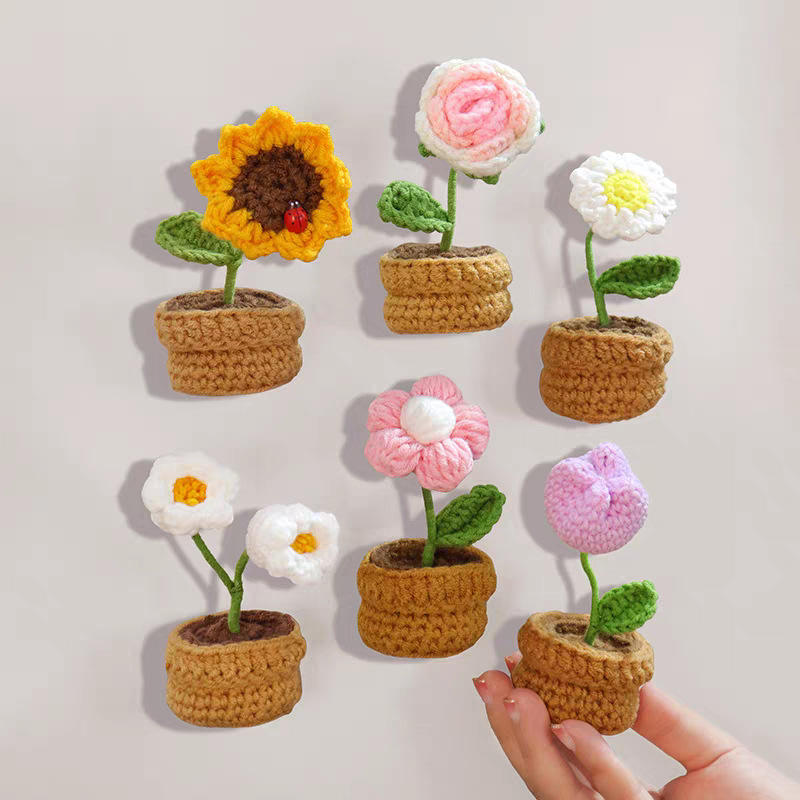 Mini Vase Fridge Magnet Crochet