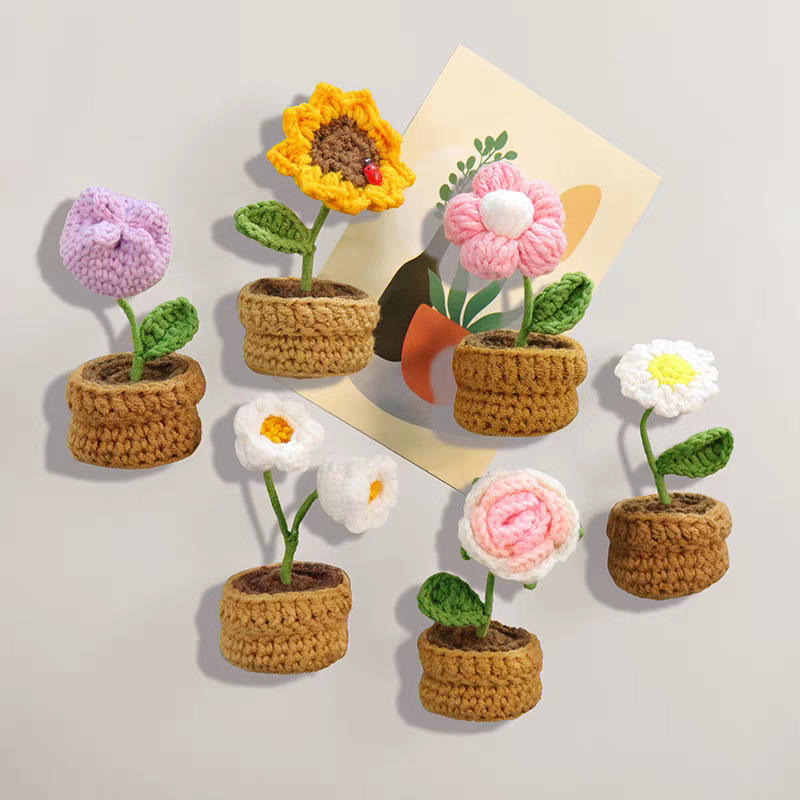 Mini Vase Fridge Magnet Crochet