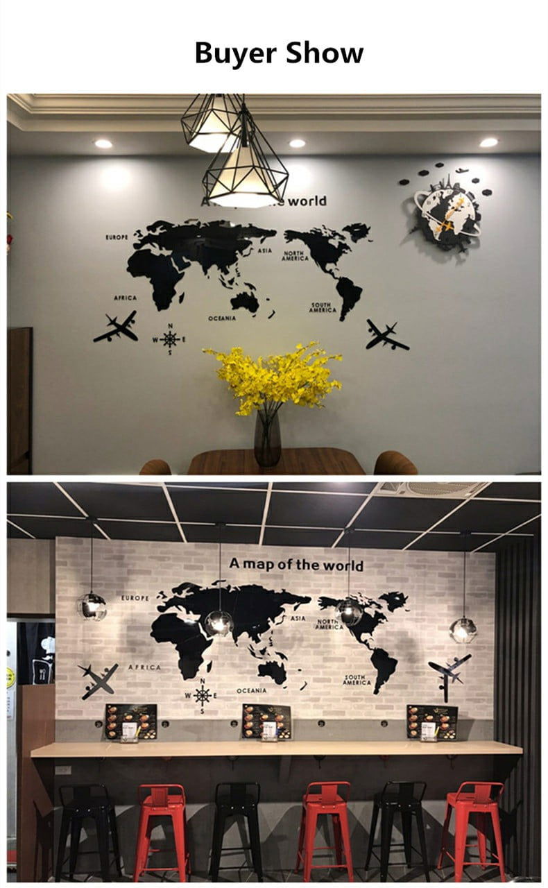 Modern World Map Acrylic Decorative 3D Wall Sticker For Living Room Bedroom Office Decor - China To BD Web