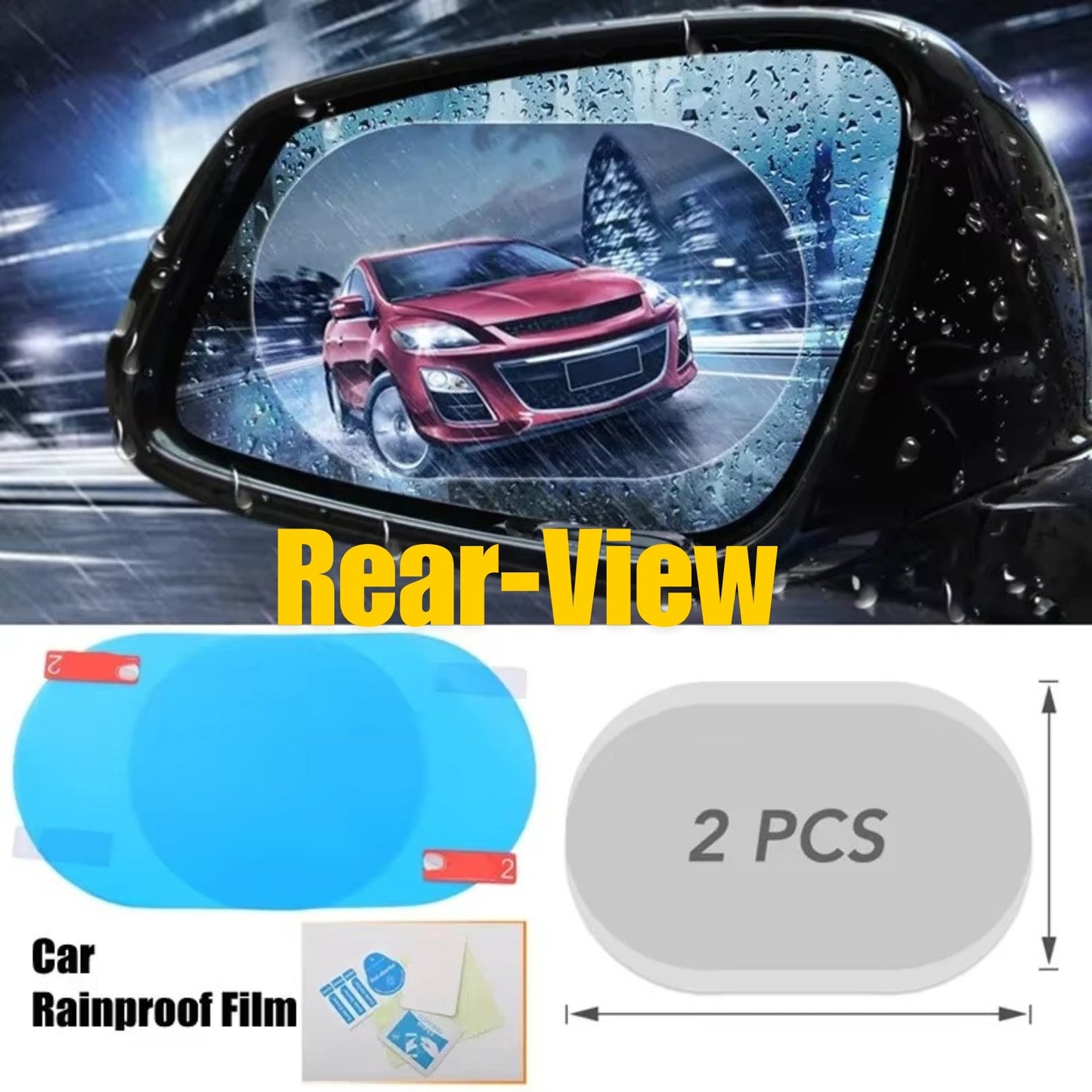 ৪ পিসের সেট-Car Rear-view Mirror Film and Side Window Anti Fog Clear Film