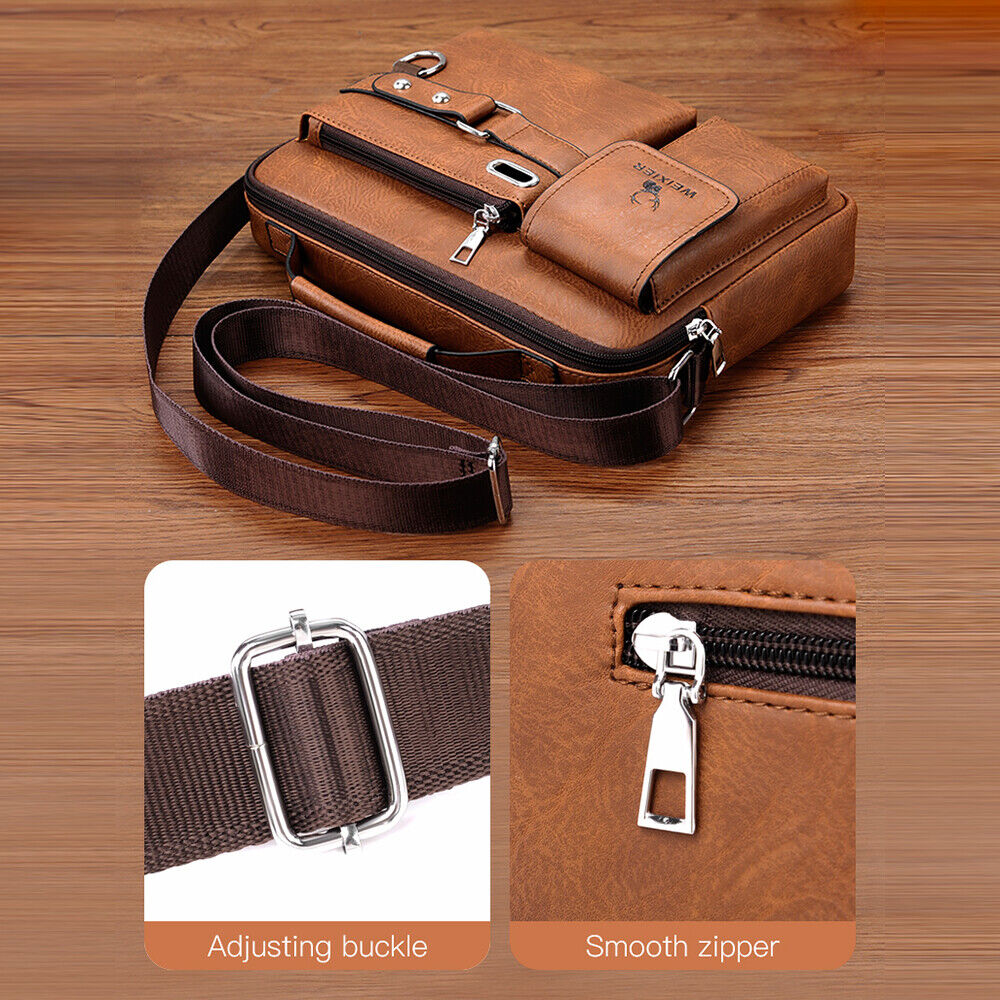 Men Shoulder Bag Pu Leather-Light brown