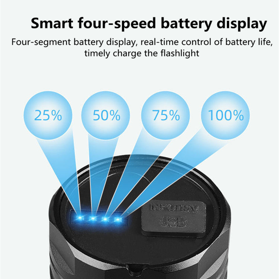 Strong Light Lamp T40 LED Flashlight USB Rechargeable Ultra-Bright Torch High Power Lantern Built-in 3*18650 Lithium Batteries