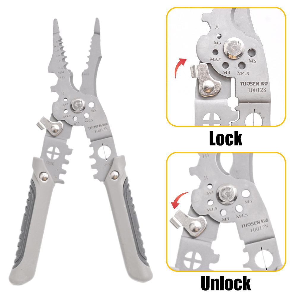 Multifunctional wire stripping pliers