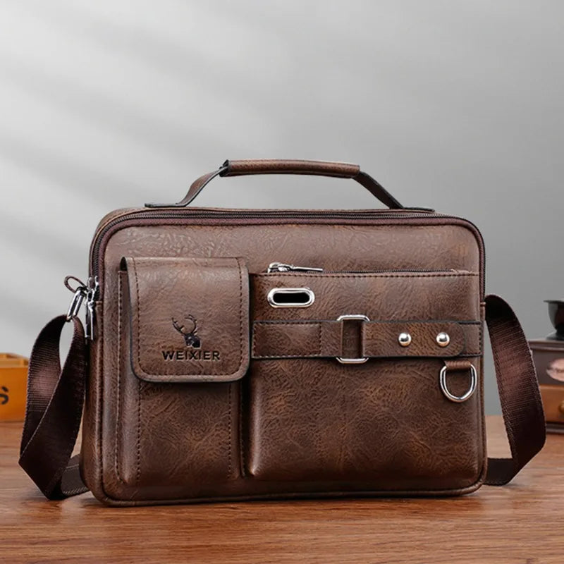 Men Shoulder Bag Pu Leather-Black