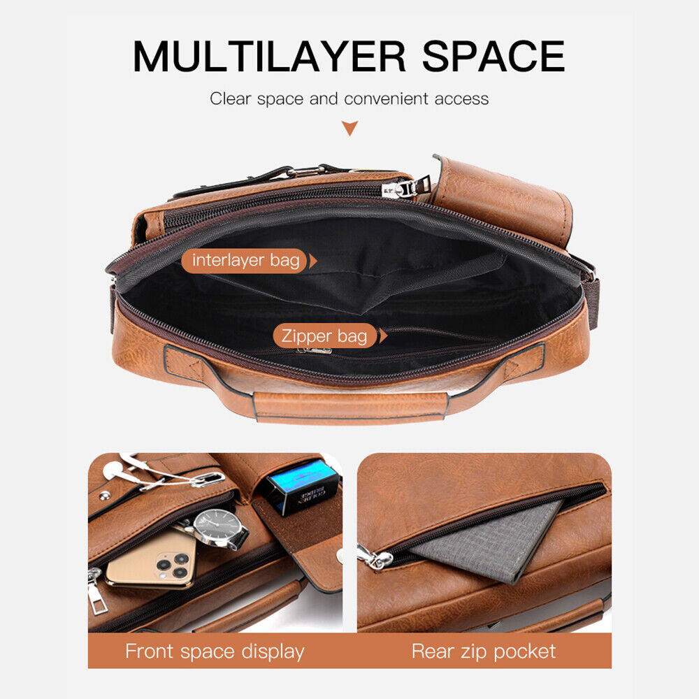 Men Shoulder Bag Pu Leather-Light brown