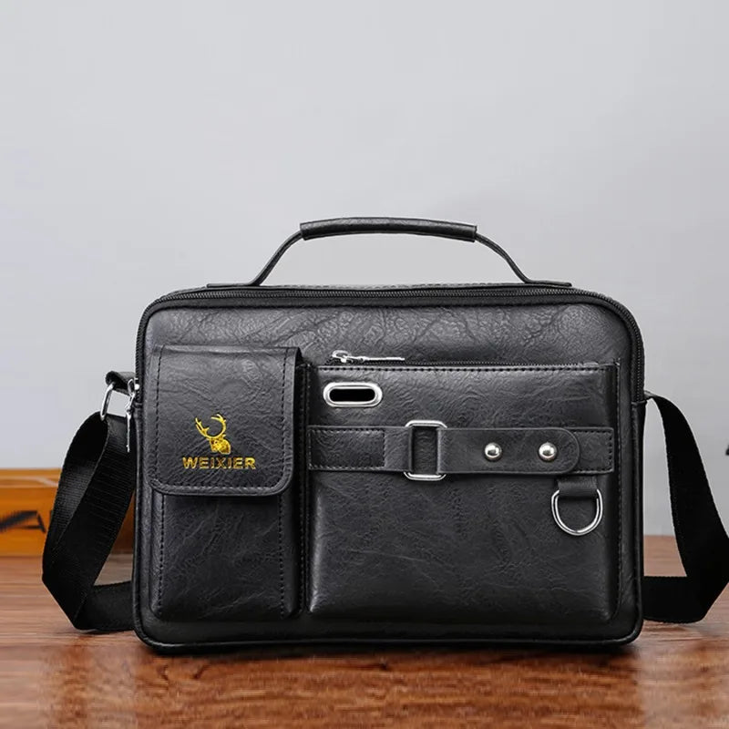 Men Shoulder Bag Pu Leather-Black