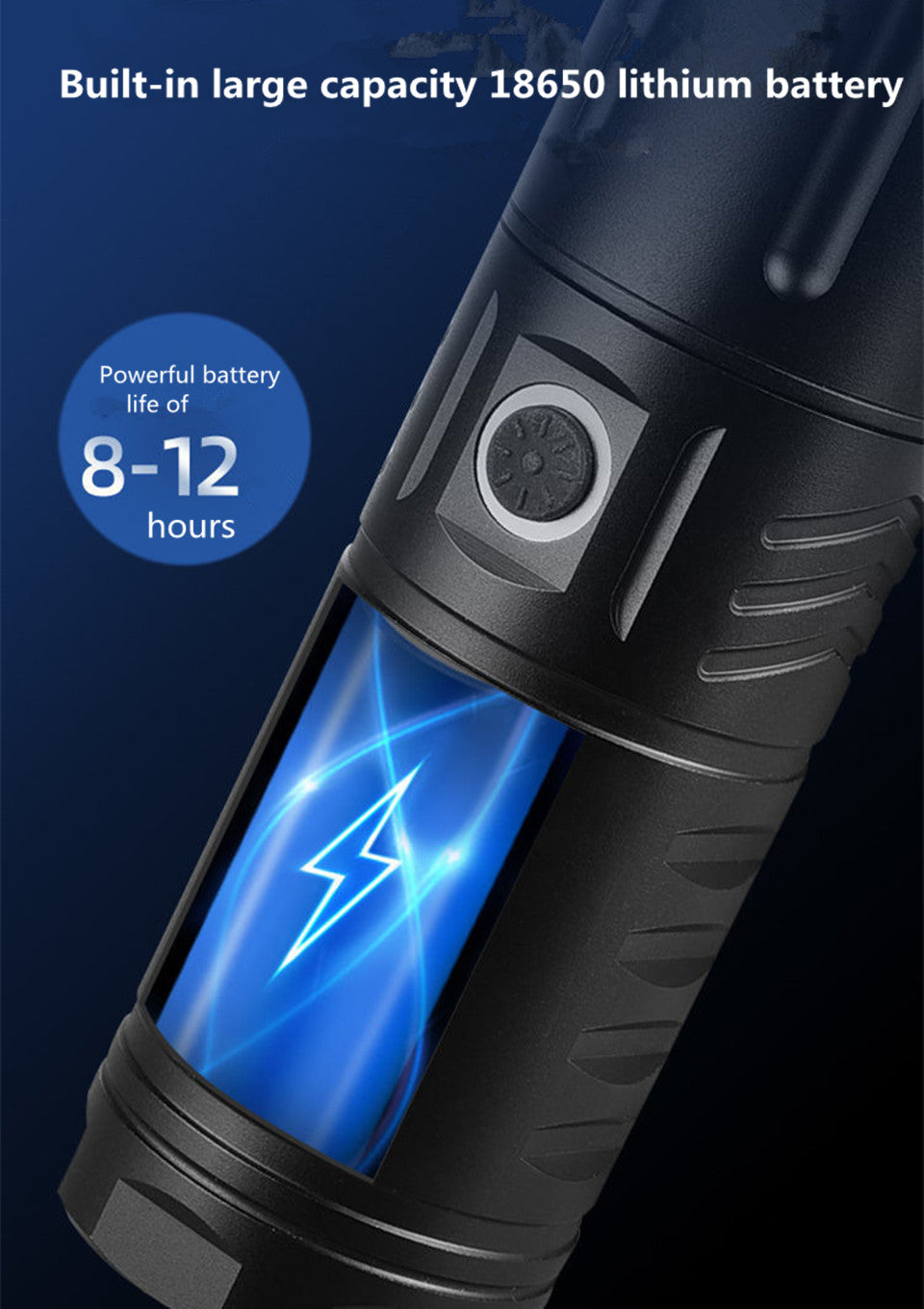 Strong Light Lamp T40 LED Flashlight USB Rechargeable Ultra-Bright Torch High Power Lantern Built-in 3*18650 Lithium Batteries