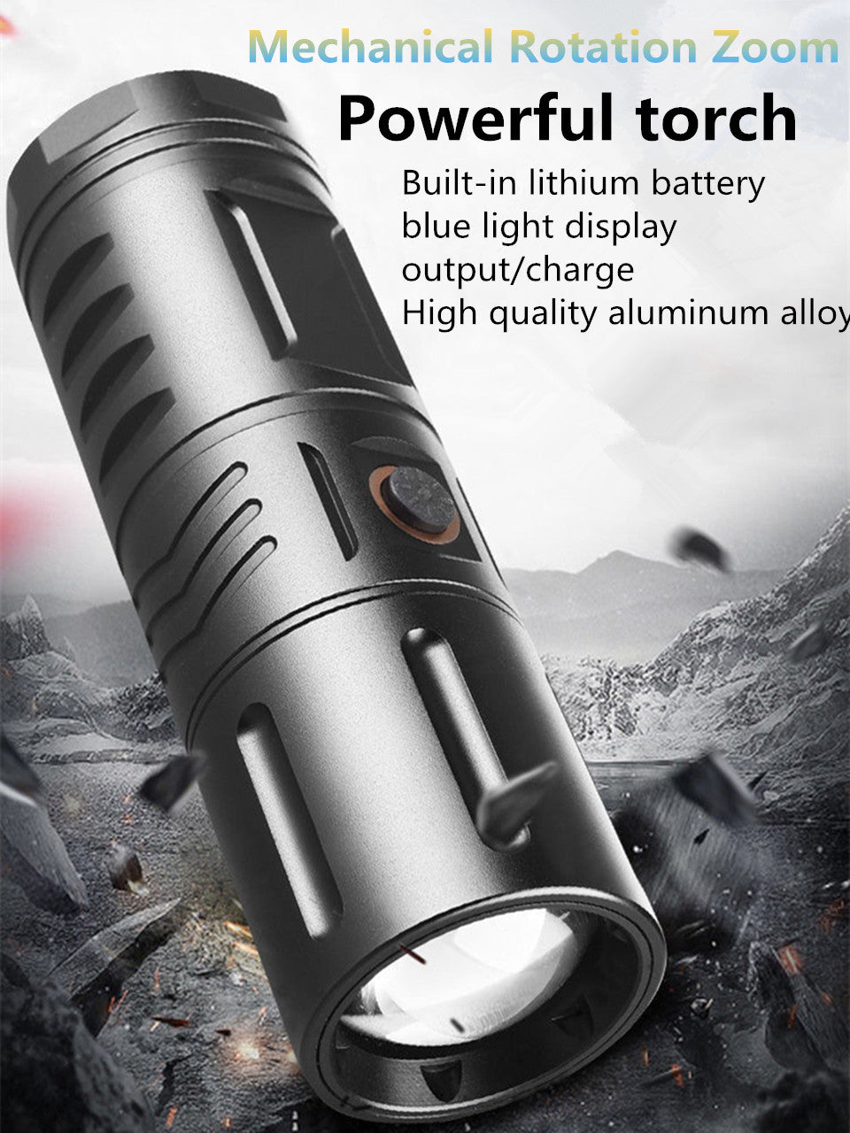 Strong Light Lamp T40 LED Flashlight USB Rechargeable Ultra-Bright Torch High Power Lantern Built-in 3*18650 Lithium Batteries