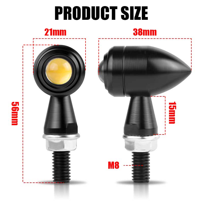 Motorcycle Mini Bullet Flashing Light Indicator-2pcs Set