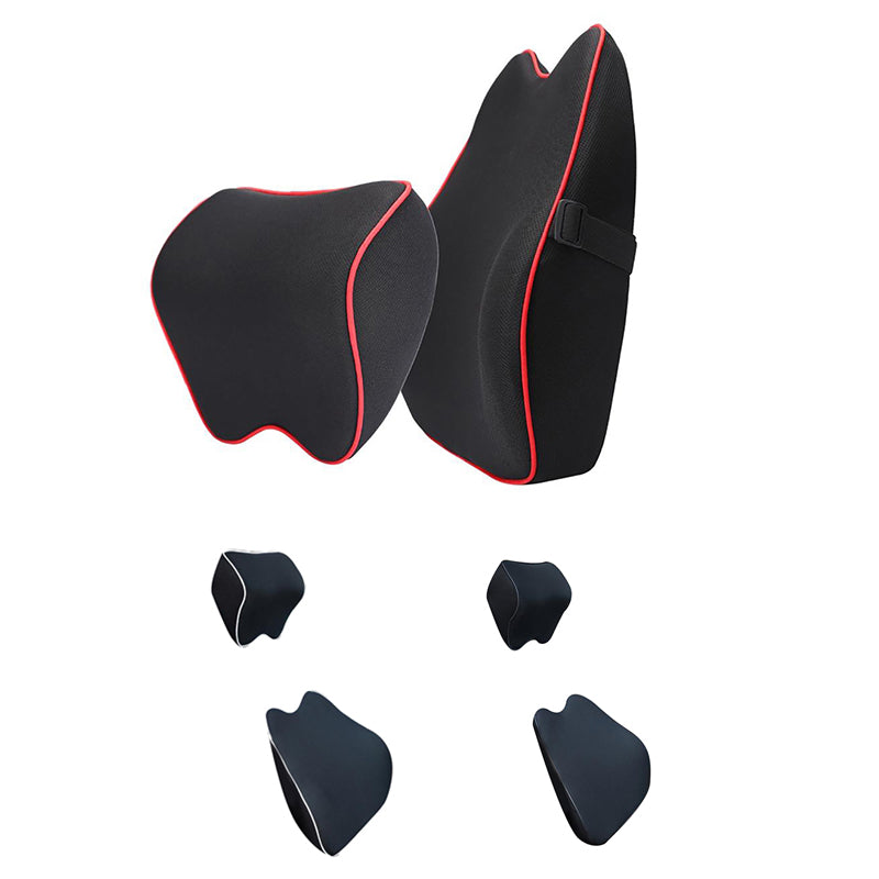 (2pcs Back+2pcs Neck) Car Headrest Neck And Back Pillow-2 Piar