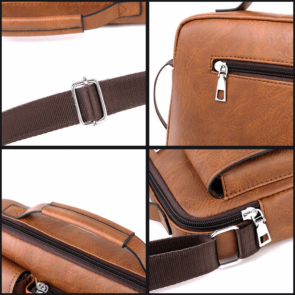 Men Shoulder Bag Pu Leather-Light brown