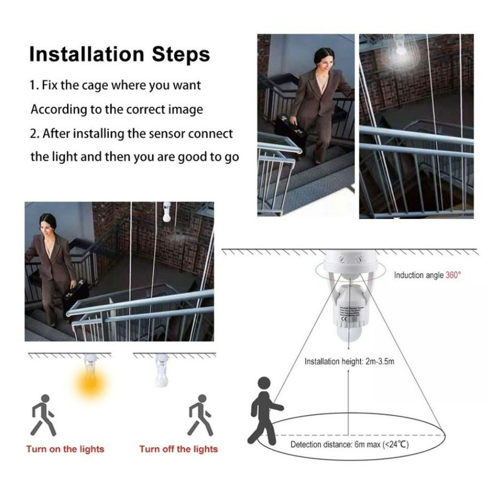 Automatic Human Body IR Sensor Lamp Holder-2pcs