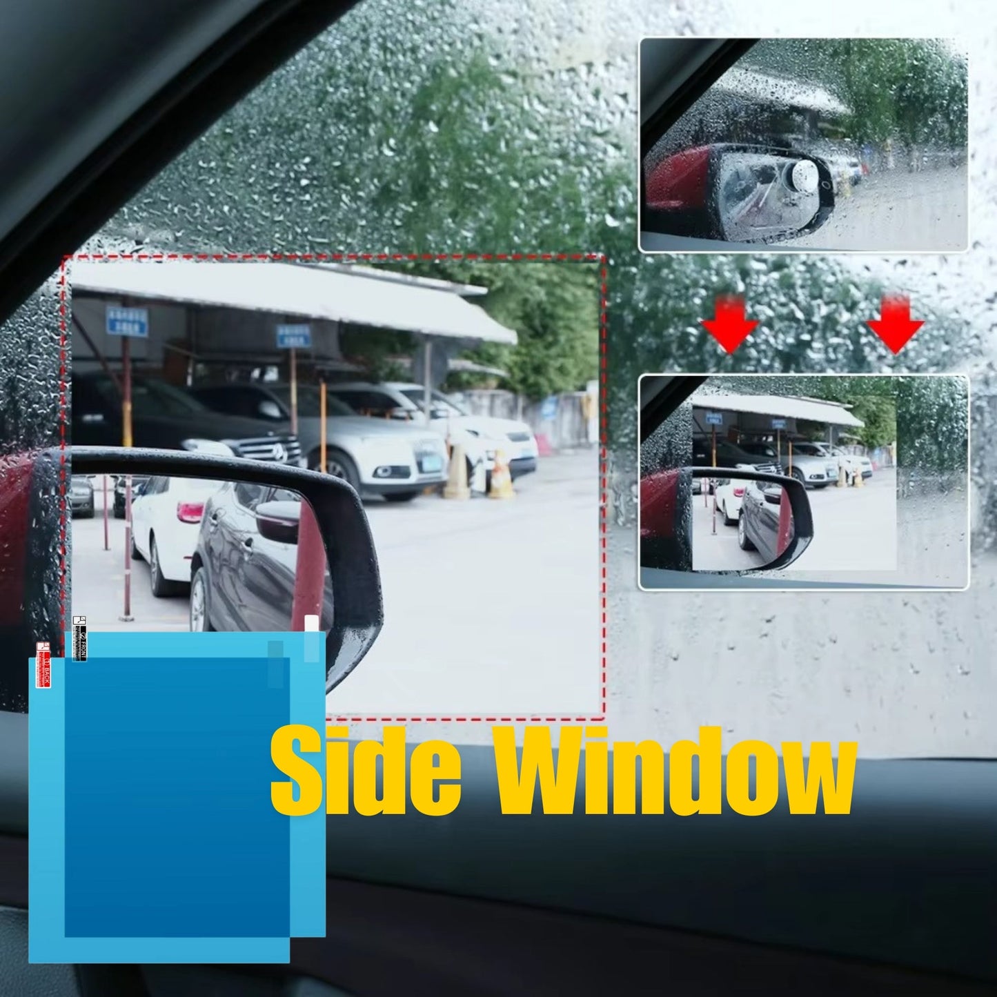 ৪ পিসের সেট-Car Rear-view Mirror Film and Side Window Anti Fog Clear Film