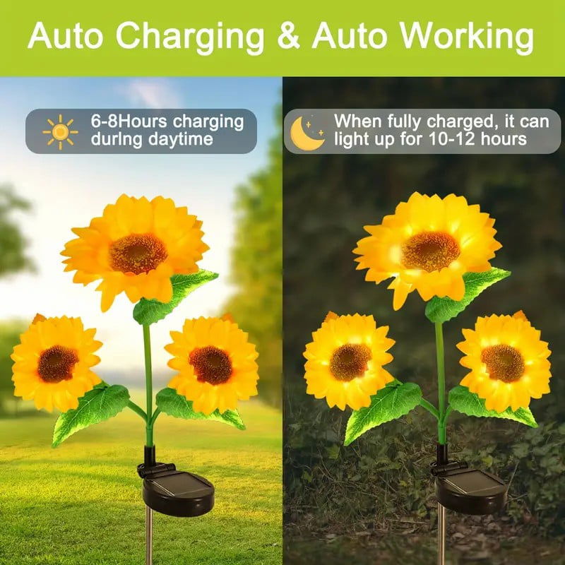 ( ১ পিচ সোলার লাইট ) Three Head Solar Sunflower Light LED - China To BD Web