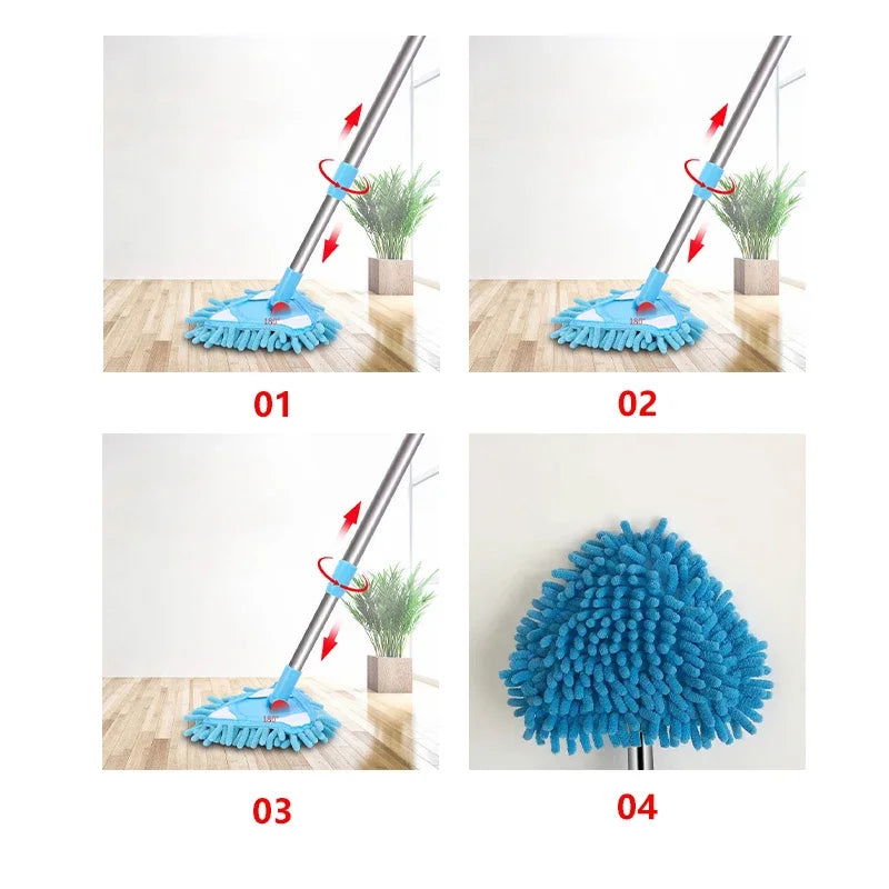 Triangle Cleaning Mini Mop Microfiber Pads Retractable 180°Rotatable Wall Ceiling Clean Brush Mop Washing Dust Brush Home Clean Tool - China To BD Web