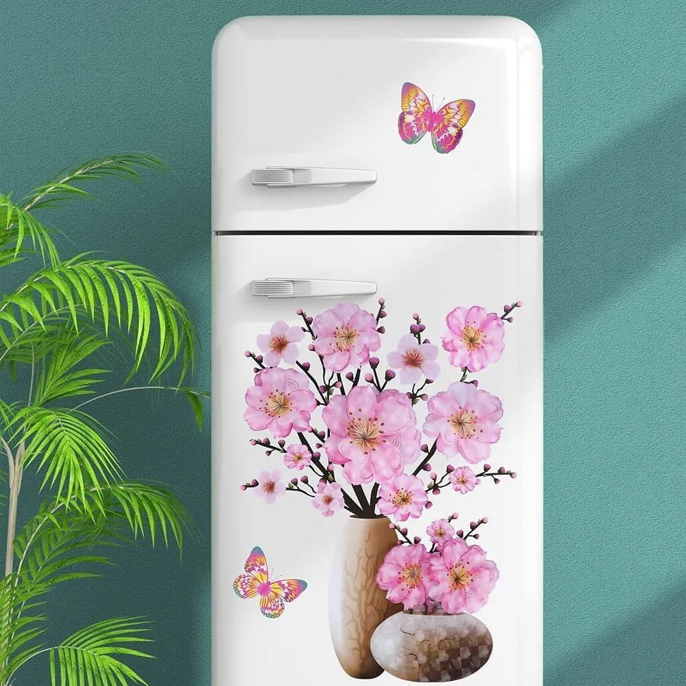 Vase Wall Sticker Waterproof Lovely Simulation Butterfly Floral Decals - China To BD Web
