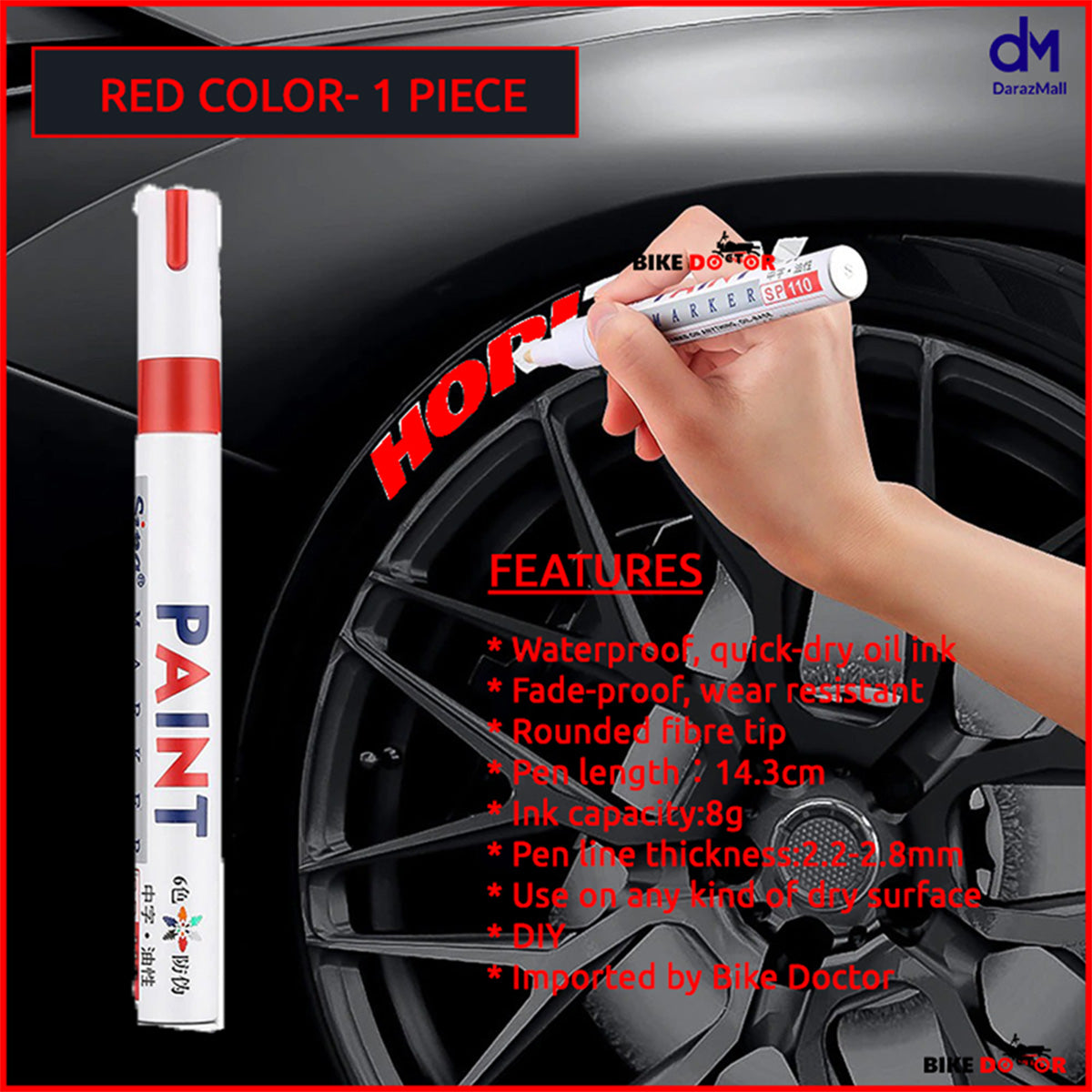 Red,Yollow,Blue,White 4pcs Color Combo-Tire Marker Pen
