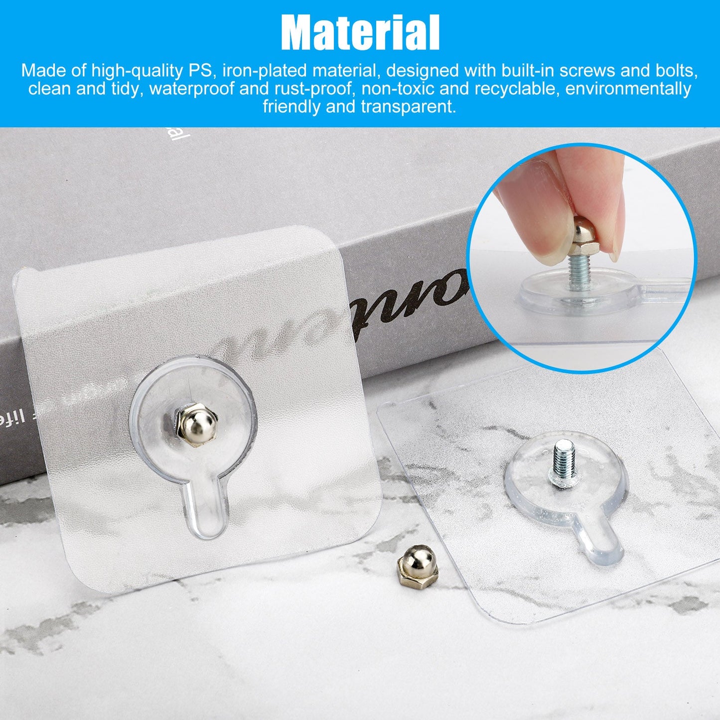 Adhesive Hanging Wall Hook Screw 10pcs set
