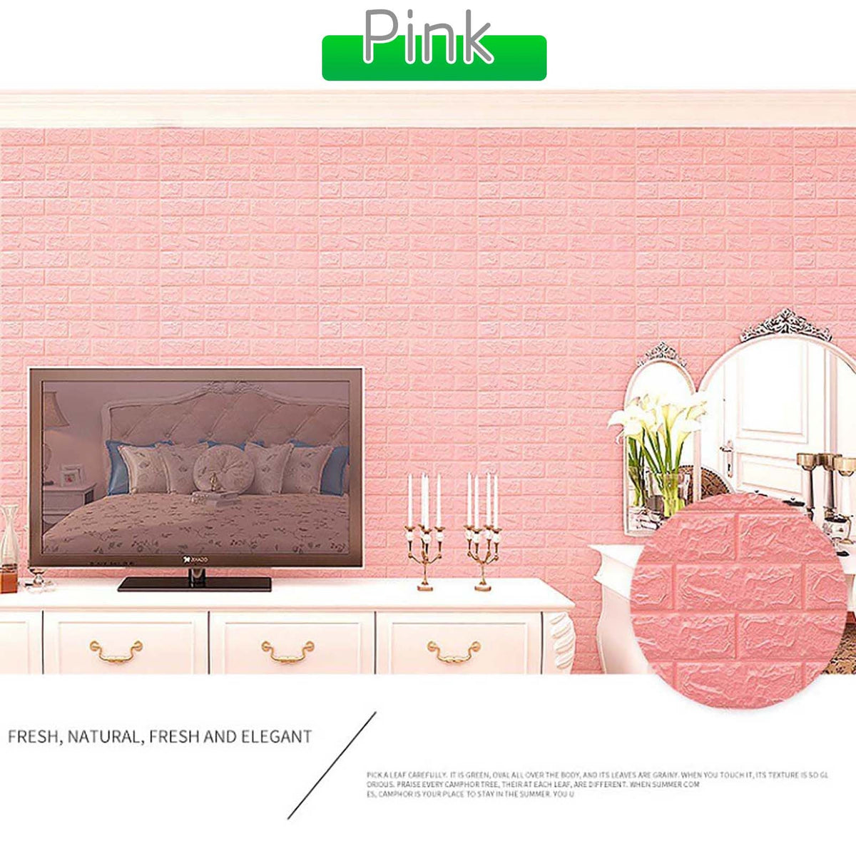 (৯২ স্কোয়ার ফিট রোল ) ৪৫ টাকা স্কোয়ার ফিট-3D Wall Sticker(Bricks)-Ash