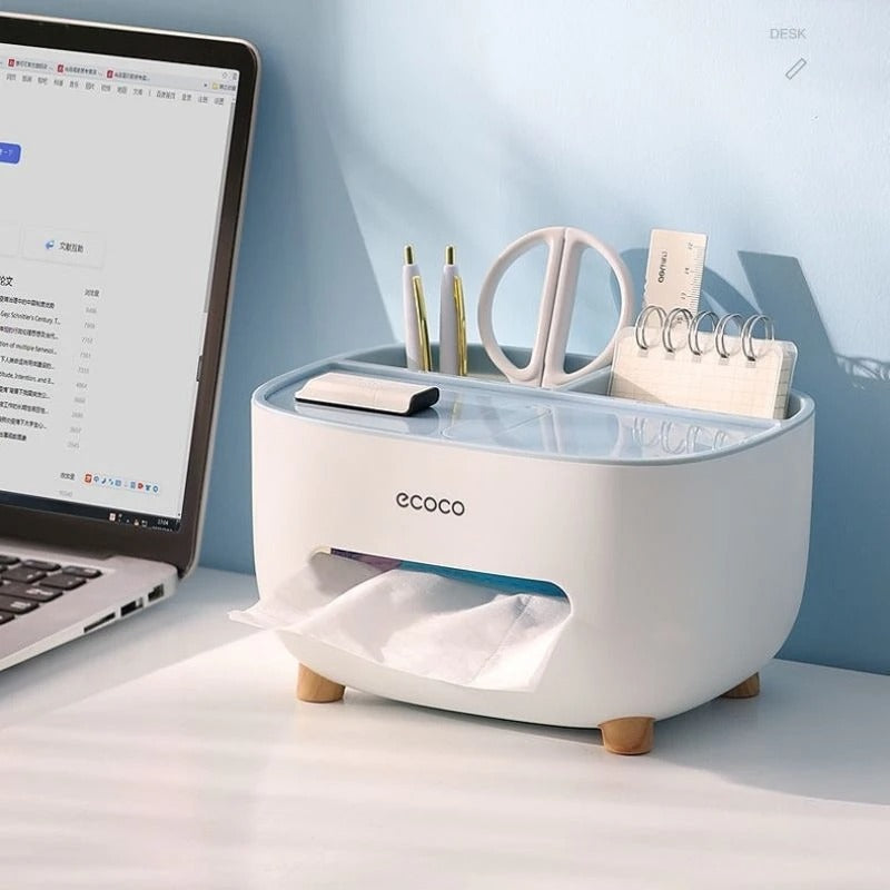 Multifunction Rectangular Tissue Box Cover Holder with Storage – Stylish & Useful!