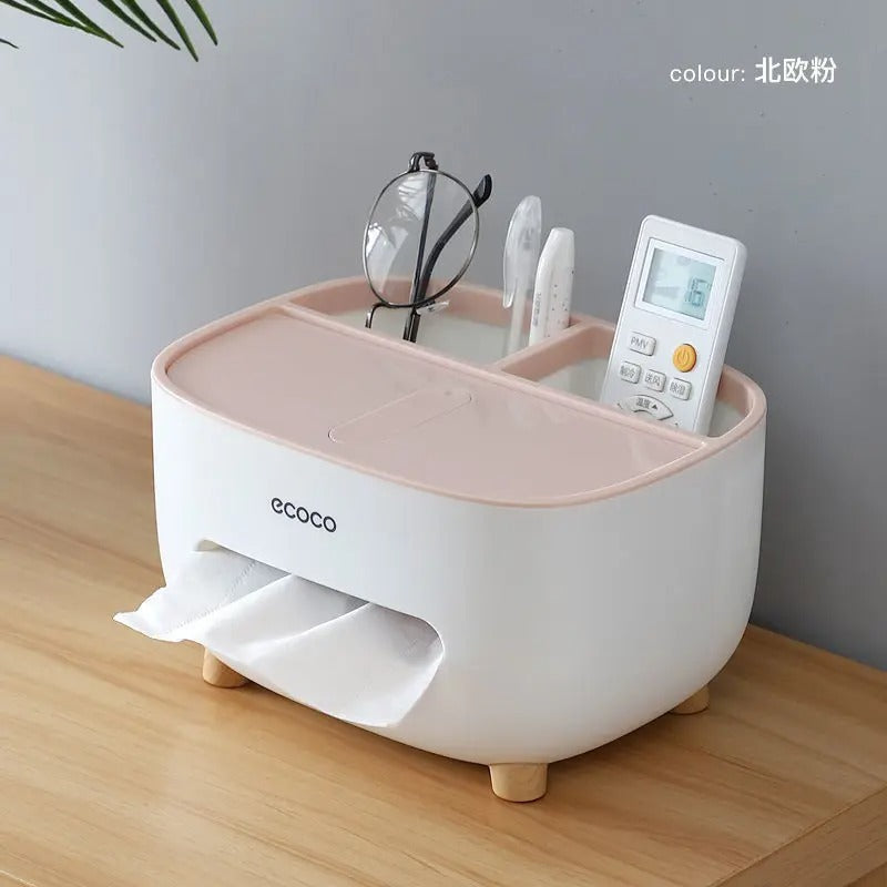 Multifunction Rectangular Tissue Box Cover Holder with Storage – Stylish & Useful!