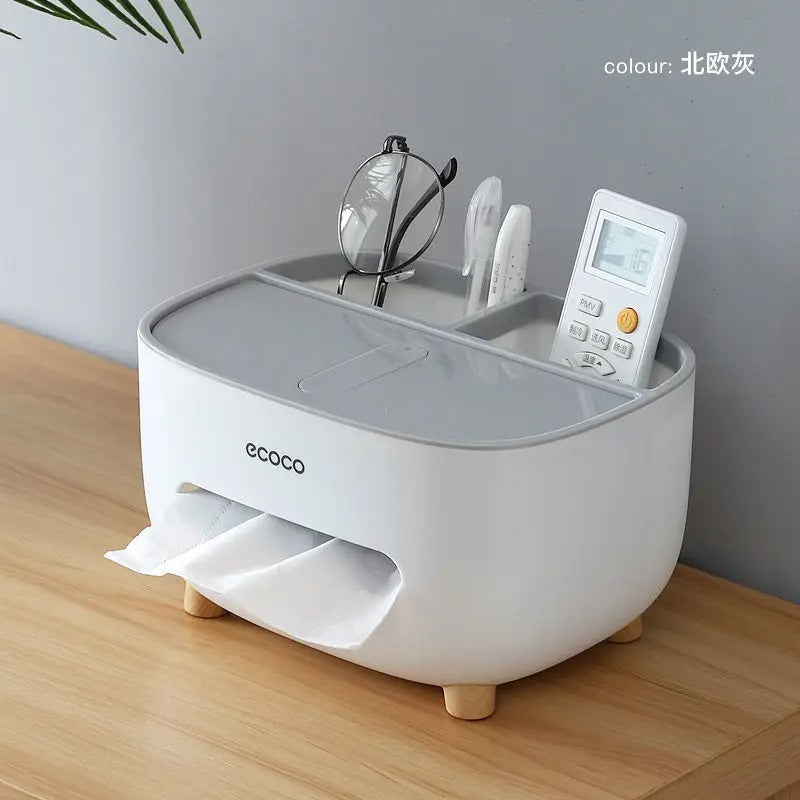 Multifunction Rectangular Tissue Box Cover Holder with Storage – Stylish & Useful!