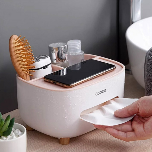 Multifunction Rectangular Tissue Box Cover Holder with Storage – Stylish & Useful!