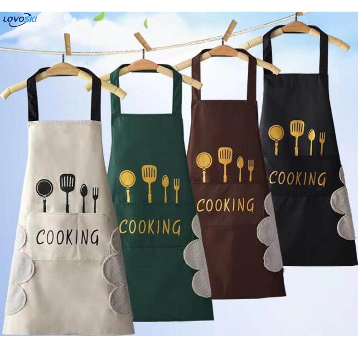 Fashion Kitchen Oilproof Waterproof Chef Apron-Random Color