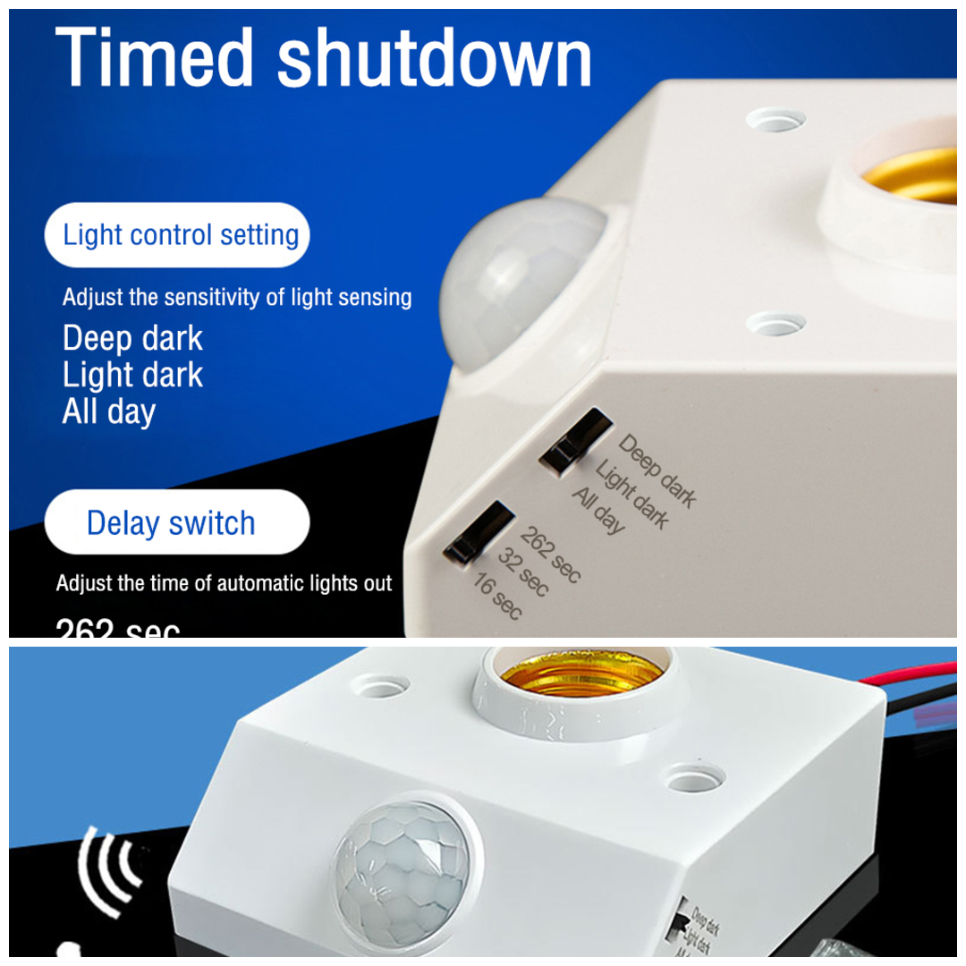 Automatic Human Body IR Sensor Lamp Holder-2pcs