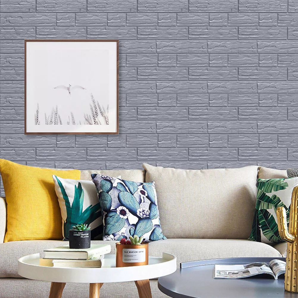 (৯২ স্কোয়ার ফিট রোল ) ৪৫ টাকা স্কোয়ার ফিট-3D Wall Sticker(Bricks)-Blue