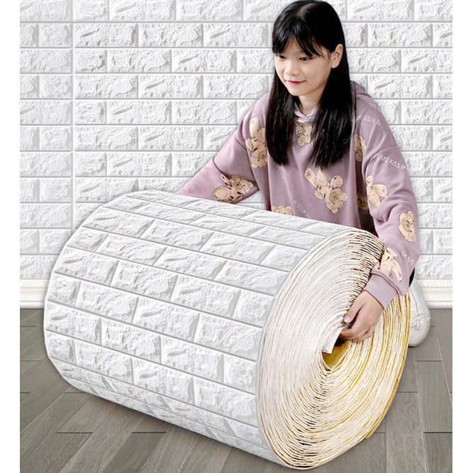 (৯২ স্কোয়ার ফিট রোল ) ৪৫ টাকা স্কোয়ার ফিট-3D Wall Sticker(Bricks)-White